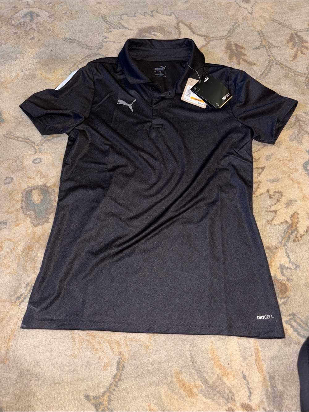 Puma Black Polo Shirt with grey Puma Logo